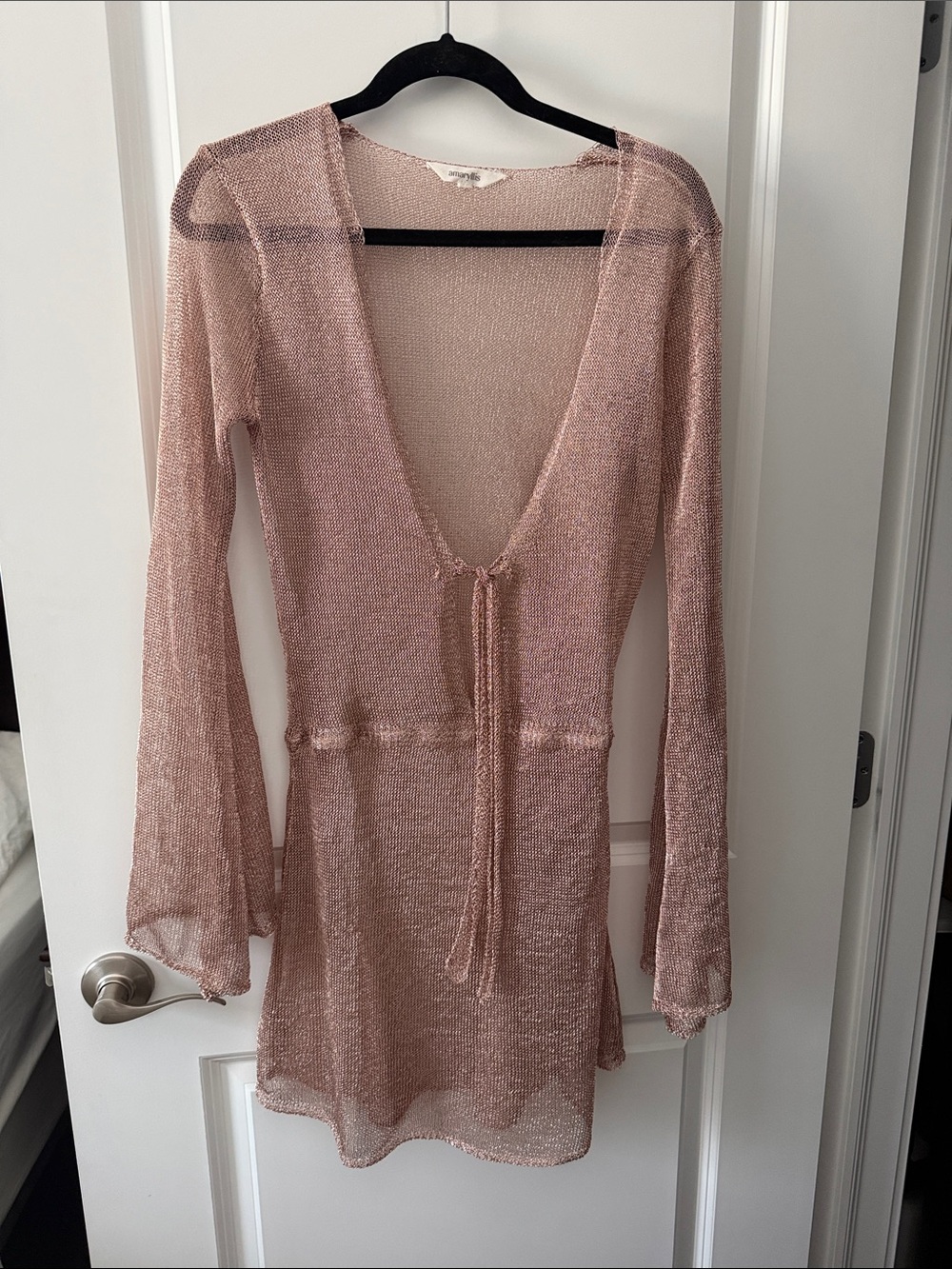 Amaryllis Sheer Rose Gold Knit Swim Coverup